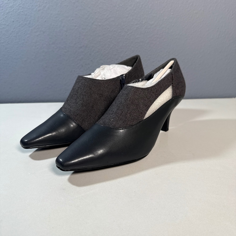 Easy Street Shooties Women 6WW Black Grey  Kitten Heel Pointed Toe